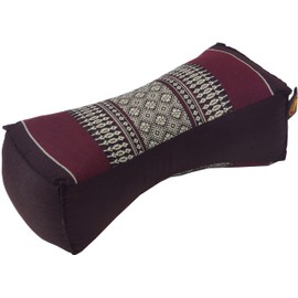 GURU SHOP Kapok Neck Pillow, Neck Support, Thai Pillow, Dark Red/Grey, 11 x 14 x 32 cm, Neck Pillow in Thai Style