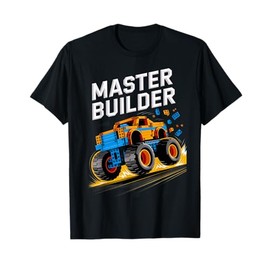 Master Builder Monster Truck Kids Building Blocks Brick Boys T-Shirt