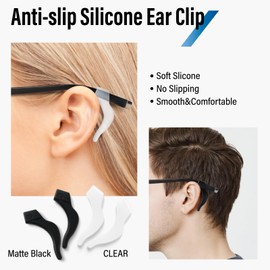 Dhoptical 10 Pair Eyeglass Ear Grip,5 Pairs Black/White Soft Silicone Glasses Ear Grip Temple Tips Eyeglass Pads Anti Slip Eyeglasses Ear Hook Comfort Sport