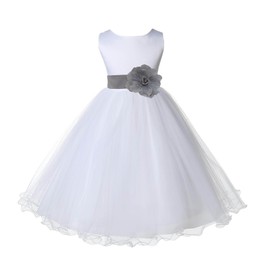 ekidsbridal White Tulle Rattail Edge Flower Girl Dress Wedding Tulle 829S 6