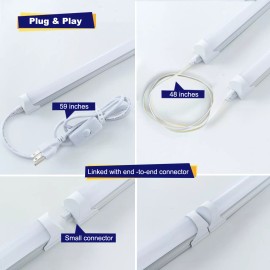 SOSEN 4FT 12 Pack LED Shop Lights T8 Linkable Ceiling Tube Fixture 24W Daylight 6000K