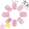 24 Pcs Easter Press on Nails Short Square Pink Fake