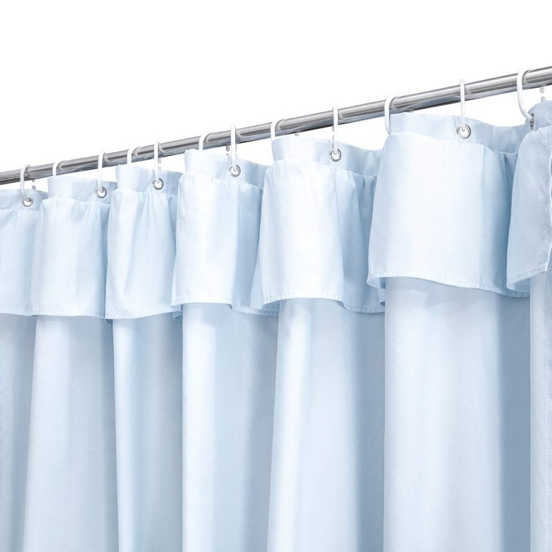 Light Blue Ruffle Shower Curtain Farmhouse Fabric Cloth Shower Curtains