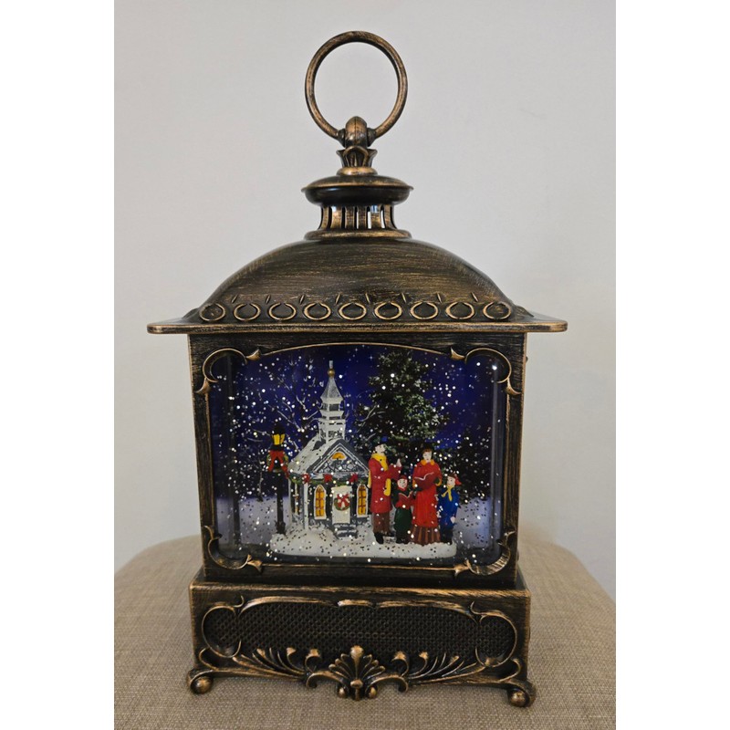 Gerson International Lighted Christmas 12" Battery Operated Water Lantern Snow