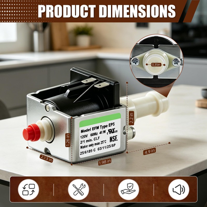 E Type EP5 Solenoid Vibratory Water Pump 120V 60Hz 41W