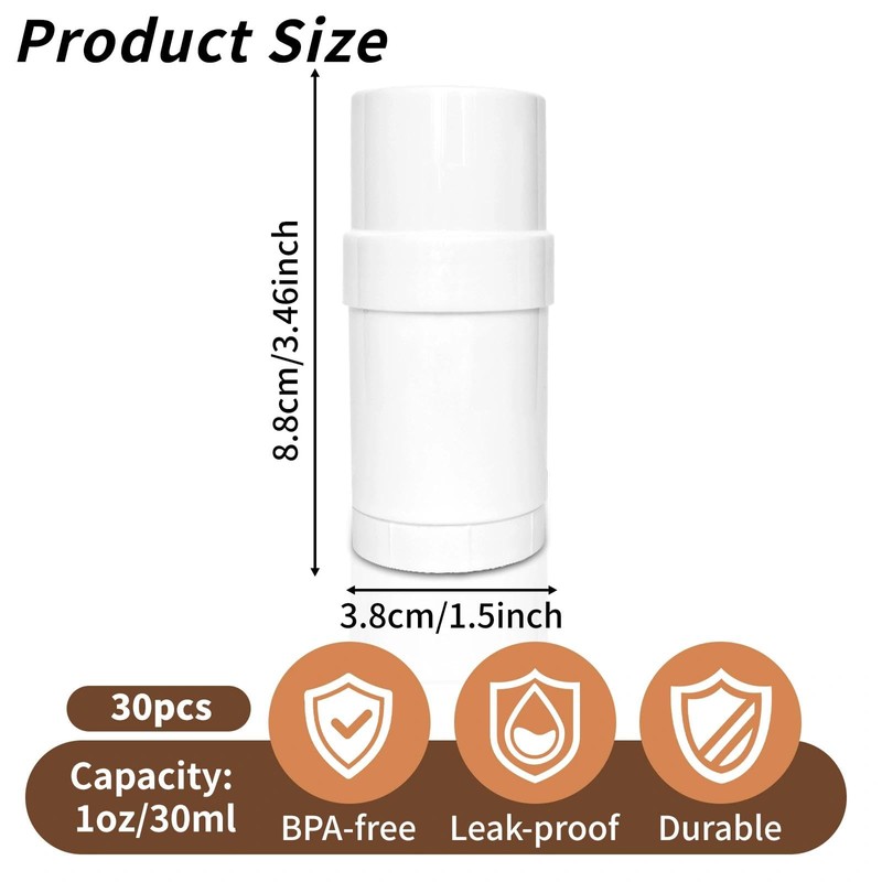 Deodorant Containers, Plastic Empty Deodorant Tubes Refillable Twist Up Deodorant