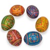 Set of 6 Pearlized Ukrainian Pysanky Wooden Easter Eggs 2.5