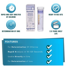 Quantofix 1188317 Chlorine Sensitive Reagent Test Strips for testing total chlorine, CE-Marked (Pack of 100)