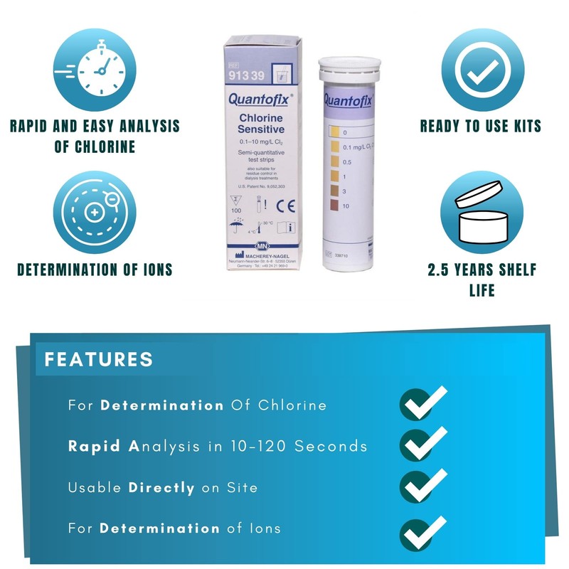 Quantofix 1188317 Chlorine Sensitive Reagent Test Strips for testing total