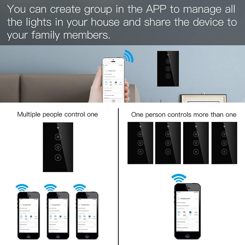 MOES WiFi RF Smart Light Dimmer Switch, Smart Life/Tuya APP