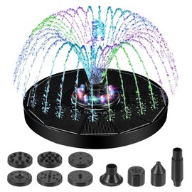 Jhua Solar Fountain for Bird Bath Pump with Led Lights Solar Powered Water Pump Kit with 8 Nozzles 200L/H Floating Water Fountain for Outdoor Garden Ponds Pool Fish Tank Aquarium