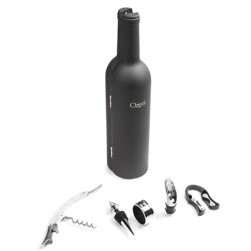 Ozeri 5-Piece Wine Bottle Corkscrew & Accessory Set, Black