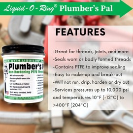 Liquid-O-Ring Plumber’s Pal Non-Hardening PTFE Thread Sealant - Seals Most Metal, Plastic & Rubber Threads - High Temp & Pressure - 5oz Brush-Top Can - Made in USA