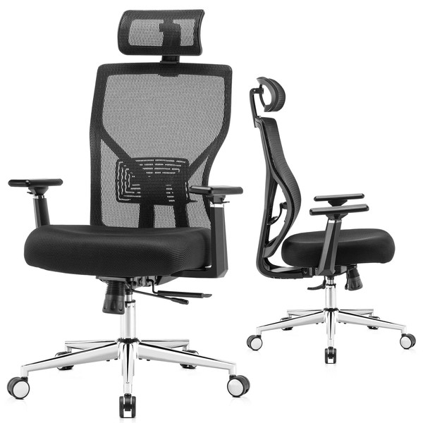 MOLENTS Ergonomic Office Chair,Mesh Computer Chair,Home Office Desk Chair with Seat Slider,Adjustable Headrest,Lumbar Support,3D Armrest,Tilt Function,Comfort Swivel Executive Chair Rolling (X-Large)