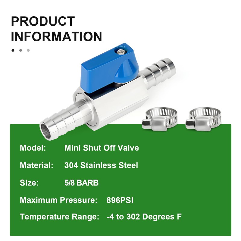 TAISHER 1PCS 304 Stainless Steel 5/8" Mini Ball Valve Shut