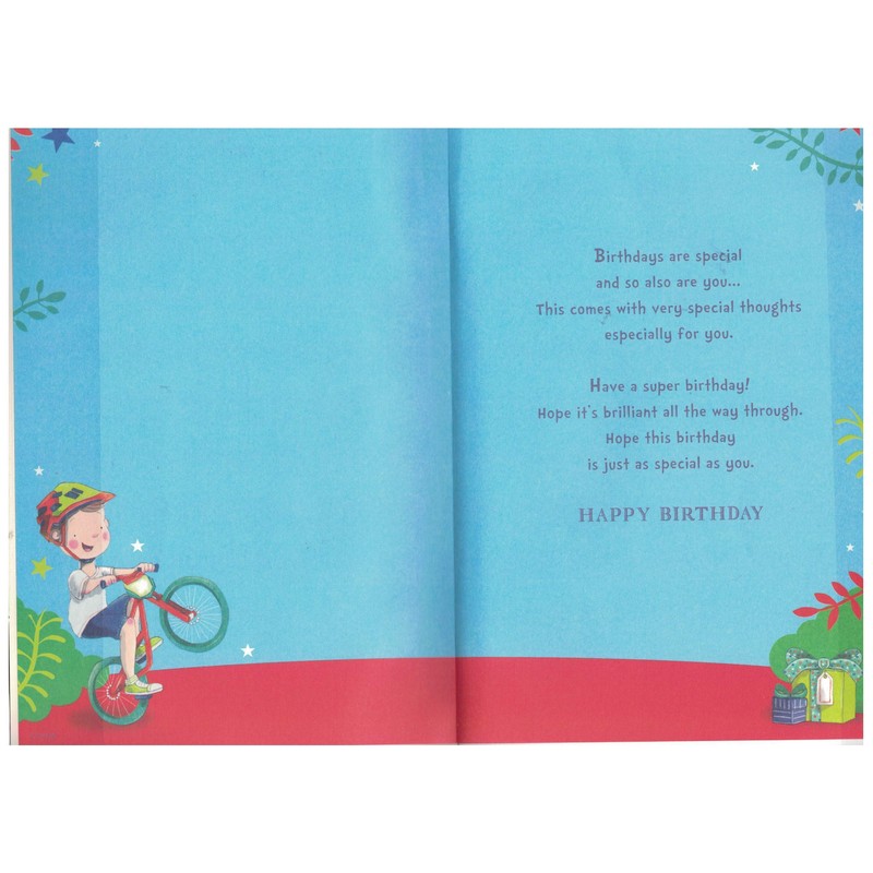 GRANDSON AGE 8 EIGHT BIRTHDAY CARD WITH BADGE***9 X 6
