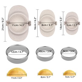 Winter Shore Dumpling Maker & Empanadas Maker Set with Round Dough Cutter [3 Sizes] - Ravioli Maker Food Safe - Wonton, Pot Sticker, Pierogi & Gyoza Maker - Small 7 cm, Medium 8 cm, Large 11 cm