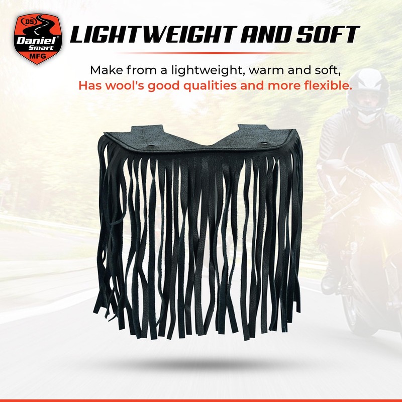 Daniel Smart Motorcycle Leather Floorboard with Fringe Durable Universal Biker
