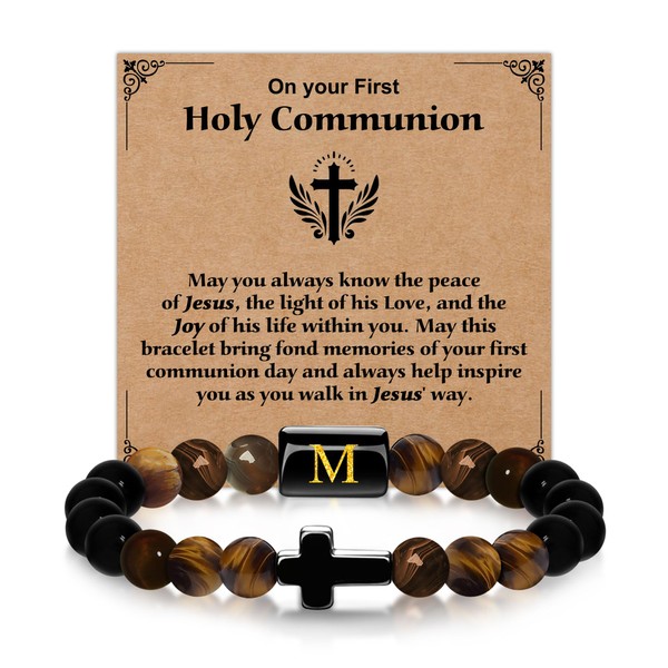 Casxyue First Holy Communion Gift For Boys Cross Bracelets With
