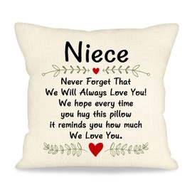 ACAROMAY Gifts for Niece Never Forget that We will Always Love You Gifts Cushion Cover for Nieces Birthday Christmas Wedding from Aunt & Uncle Sofa Bedroom Decorative Pillow Cases 45x45 cm (Niece-a)
