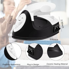 Mini Craft Iron, Mini Heat Press Machine, Small Iron Portable Handy Electric Travel Heat Iron-on with Charging Base Accessories for Transfers, Clothes, Crafts, Patches, DIY (Black)