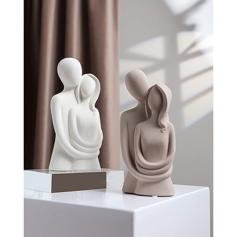 HYFAN Love Statue Hugging Couple Ceramic Decor Romantic Ornament Figurine