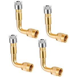 Giantree 4 PCS Valve Stem Extenders, 90 Degree Schrader Tire Valve Stem Extension Brass Adaptor, for Dually Wheels Passenger Car RV Troller Bicycles Motorcycles and Trailers Silver