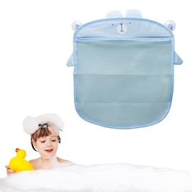 XBFOCNH 1 x bathroom toy net, bath toy storage, with suction cup hook, for storing toys or other useful items, blue