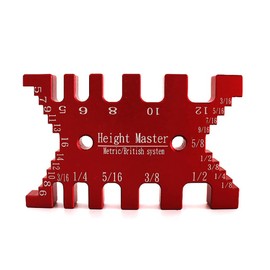 Aluminum Step Depth Gauge High Precision Dovetail Tenon Caliper Metric Imperial Card Gauge for Router Table Saw Woodworking - Red