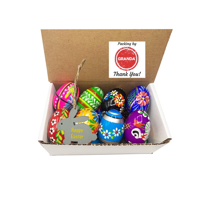 Pysanky (PISANKI) Set 14. Handpainted Polish Wooden Easter Eggs. Packing