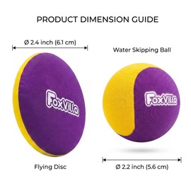 FoxVilla Water Skipping Ball Set - Includes 2 Water Bouncing Balls & 1 Flying Disc - Skips Across Water - Perfect Summer Pool, Beach, and Lake Toys for Kids (Ages 5+), Teens & Adults (Orange Purple)