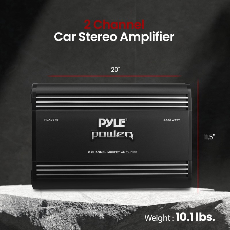 Pyle 2 Channel Car Stereo Amplifier - 4000W Dual Channel
