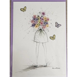 PAPYRUS BELLA PILAR Holding Flowers Butterfly Papyrus Mother's Day Greeting Card