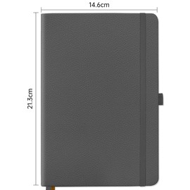 Mlife Squared Notebook A5,Journal Notebooks With 200 Pages,100gsm No Bleed Grid Notebook Pages,PU Hard Cover,Graph Paper Notebook for Graphing Notes Math,Notepad for Women Men School Office-Gray