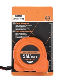 PURANEX - 5m/16ft Heavy Duty Retractable Tape Measure - Durable & Accurate, Imperial & Metric, with Metal Belt Clip, Perfect for measuring and Home & Professional Use (ORANGE)