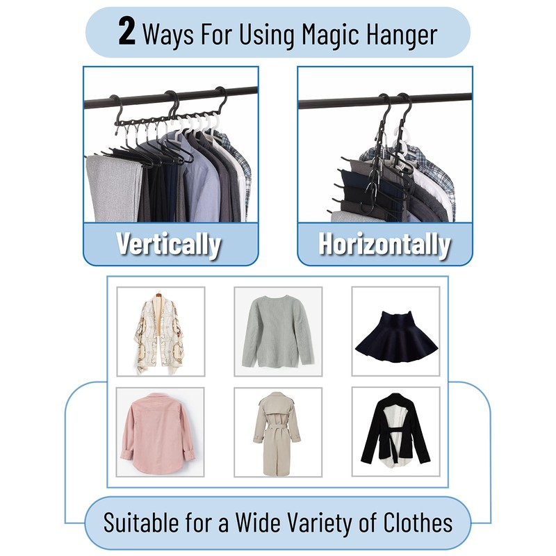 Mr. Pen- Space Saving Hangers, Black, 8 Pack, Closet Organizer