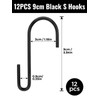 Sheryl&Rain Pack of 12 S Hooks, Black, Stainless Steel Hooks