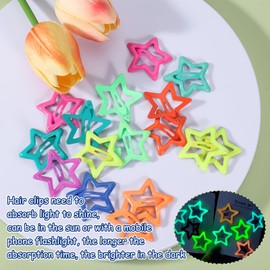 ZLSPTK 27PCS Star Hair Clips Y2K Glow in The Dark Metal Y2k Hair Accessories for Women Girls Cute Star Barrettes for Long Short Curly Thin Thick Hair Pins Bulk Kawaii Snap Hair Clips Small Styling