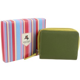 Ladies Compact Leather Purse/Wallet by Visconti Gift Boxed Bright Colours (Shades of Lime)