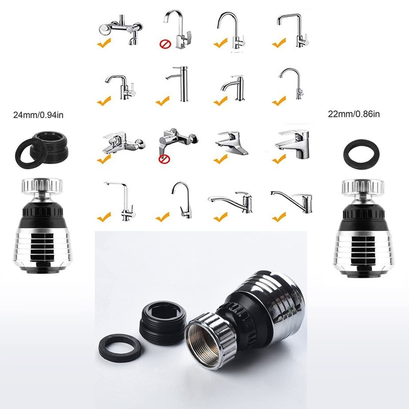 Pack of 2 Tap Extension, Tap Aerator, Tap Attachment, Rotating