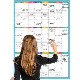 Dry Erase Calendar for Wall - Undated 3 Month Calendar, 28" x 40", Large Erasable & Reusable Calendars with 8 Round Stickers, Great Layout Wall Calendar Dry Erase for Office, Classroom, Home
