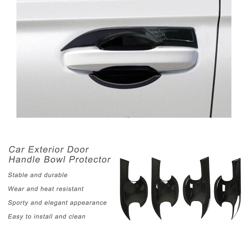4PCs Car Exterior Door Handle Bowl Protector Glossy Black Cup