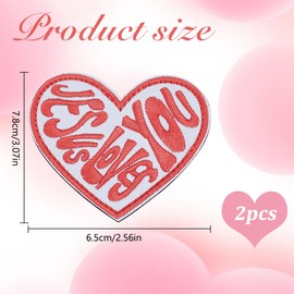 WEBEEDY 2 PCS Heart Embroidered Patches Sew on/Iron on Patch Jesus Loves You Patch Christian Embroidered Fabric Patch Stickers for DIY Clothes Bags Hats Shoes DIY Craft Supplies, 7.8x6.5 cm