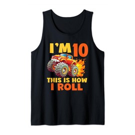10rd Birthday Kids I'm 10 This is how I roll Monster Truck B Tank Top