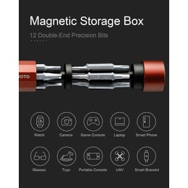 HOTO Precision Screwdriver Sets, 24-in-1 Manual Screwdriver, 24 pcs Tough S2 Steel Bits, Manual Pen Shape (Red)