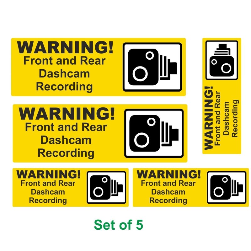 Dash Cam Recording Weatherproof Warning Stickers set of 5 Taxi