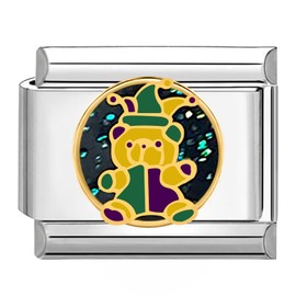 Quiges 9 mm Italian Style Charm Module Stainless Steel Bear for Italian Bracelets, Copper, No Gemstone