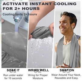 Meiyante Cooling Towel for Neck and Face - 43.3" x 15.7" - Quick-Dry Microfiber - Ideal for Hot Weather, Gym, Fitness, Camping, Yoga - Light-Gray
