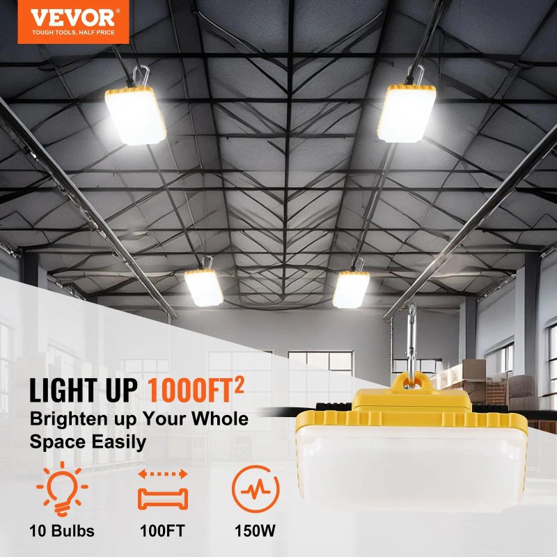Connectable Waterproof Construction String Lights 100FT 150W 15000LM IP65 Outdoor