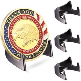 Yaocom 4 Pcs Small Challenge Coin Display Stand 1 Inch Metal Military Coin Holder Display Medallion Token Holder for Veterans Collectors Fits 1.2 Inches and up Coins Pocket Watches Medals